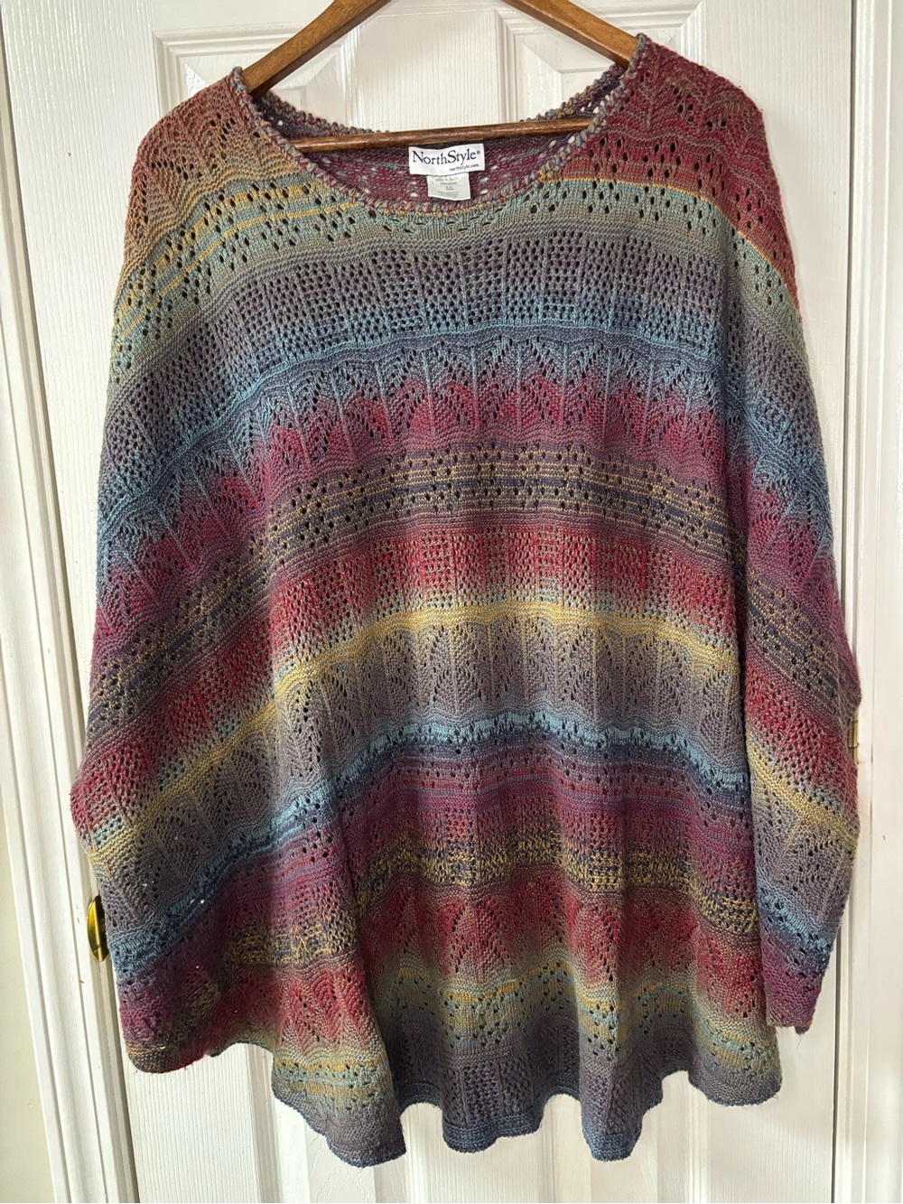 NorthStyle Multicolor Open-Knit Striped Pullover Sweater